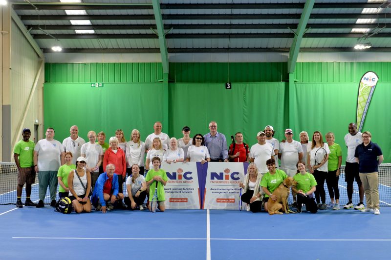 Visually impaired tennis players on court at Hallamshire Tennis & Squash Club